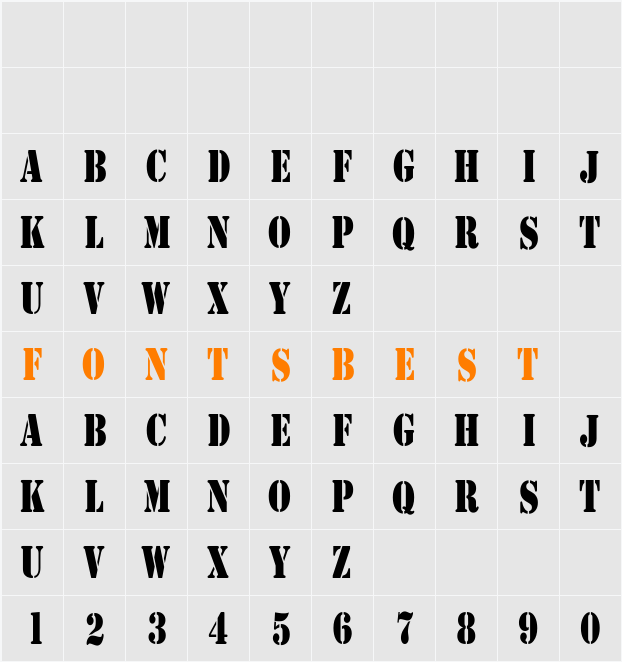 Army Condensed Character Map