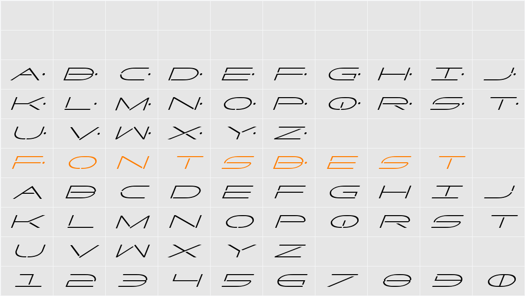 Factor Super-Italic Character Map