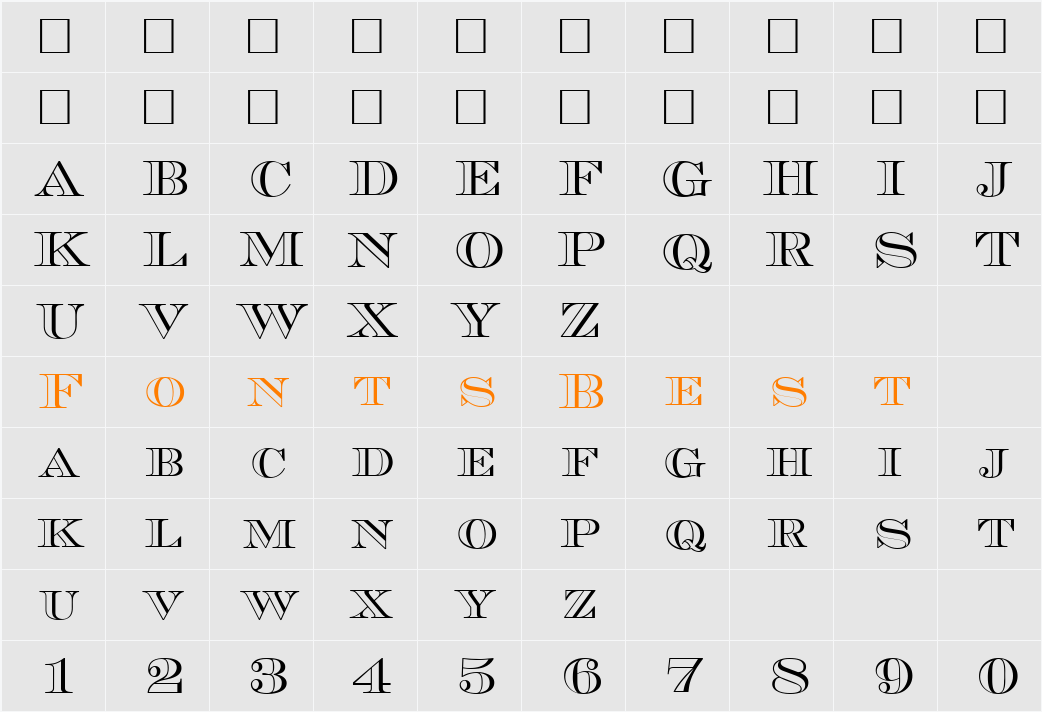 MauriceOutline Character Map