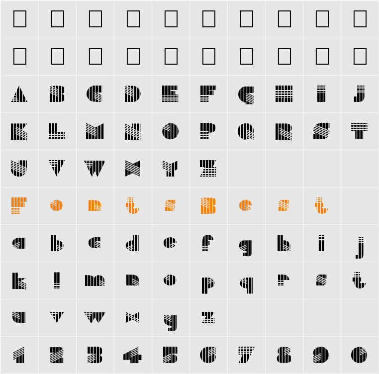 FZ UNIQUE 11 STRIPED Character Map