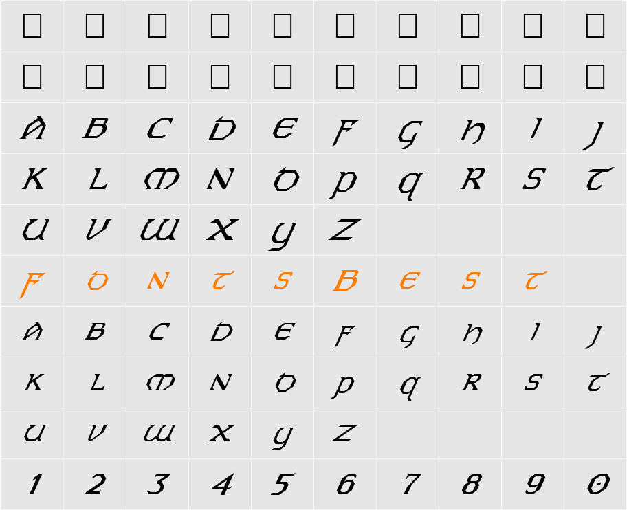 FZ JAZZY 31 ITALIC Character Map