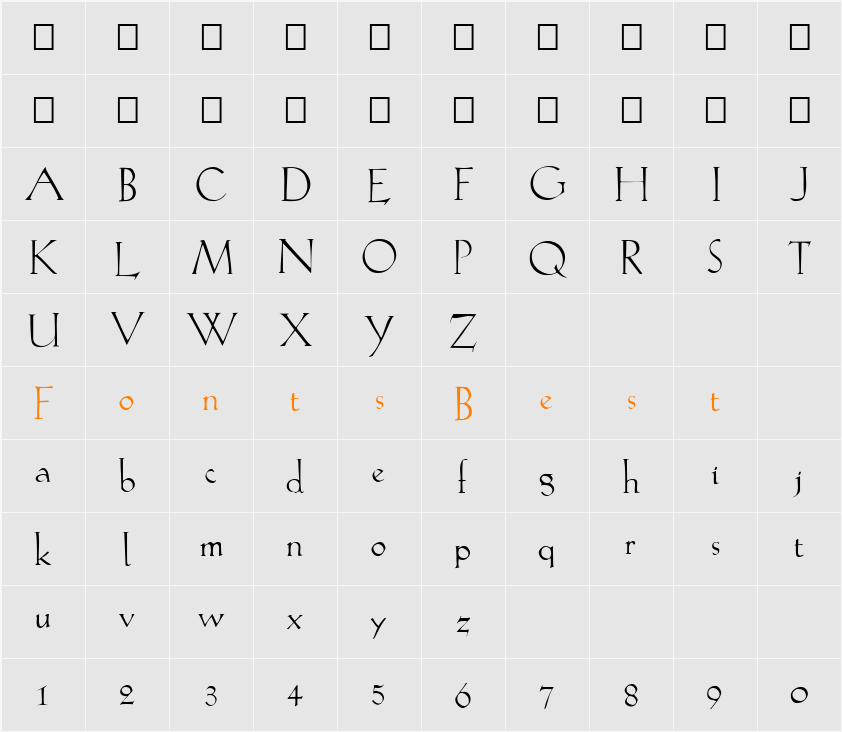 FZ ROMAN 20 Character Map