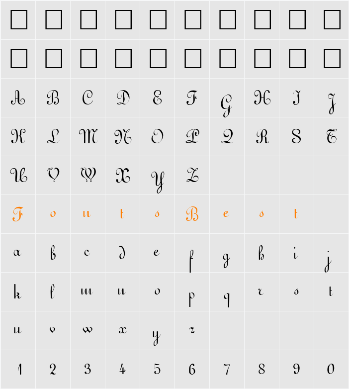 ArabescoScriptSSK Character Map