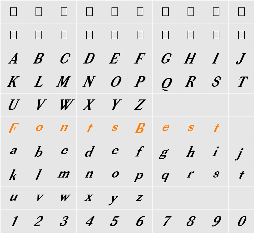 FZ ROMAN 39 ITALIC Character Map