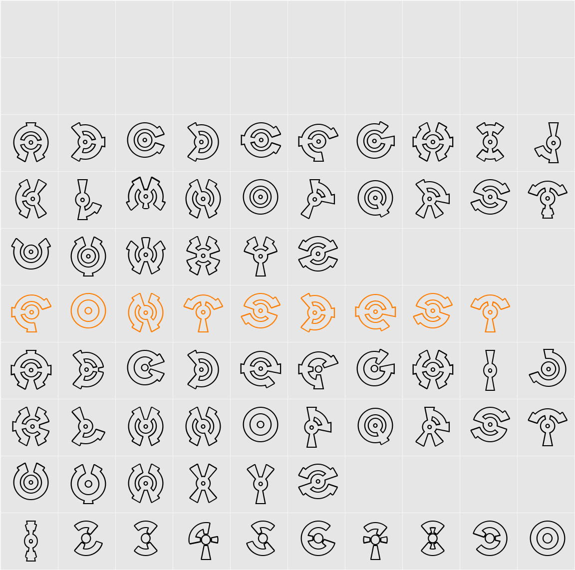 Anillo Outline Character Map