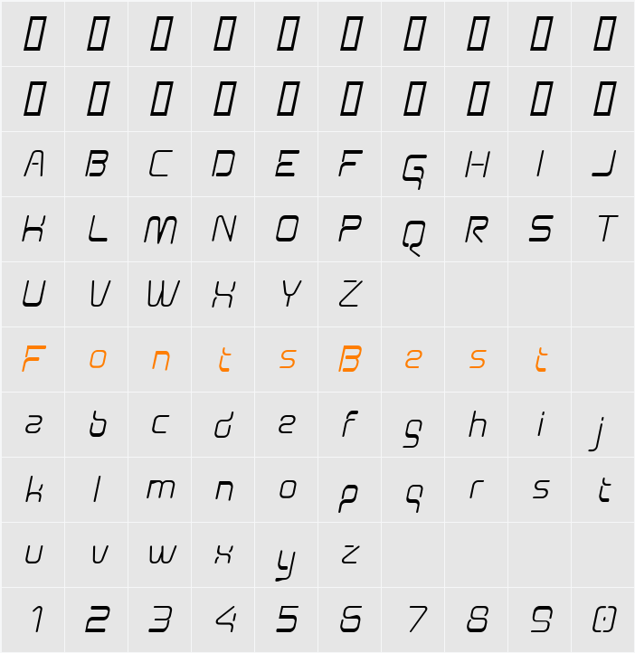 Aunchanted Oblique Character Map