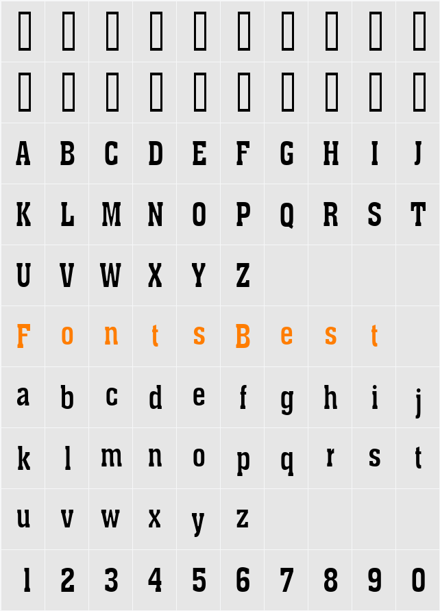 Ache Condensed Character Map