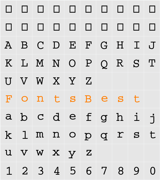 CourierM Character Map