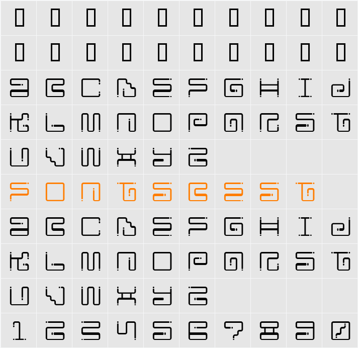 Iron Lounge Dots Character Map