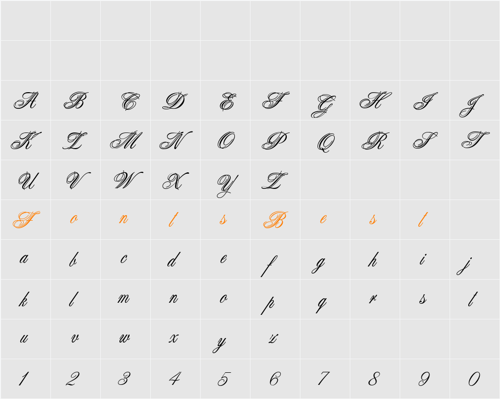 Connetable Character Map