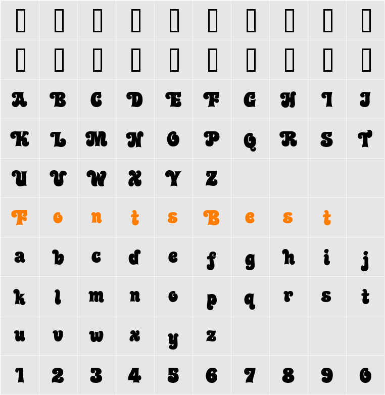 Cruz Swinger Character Map