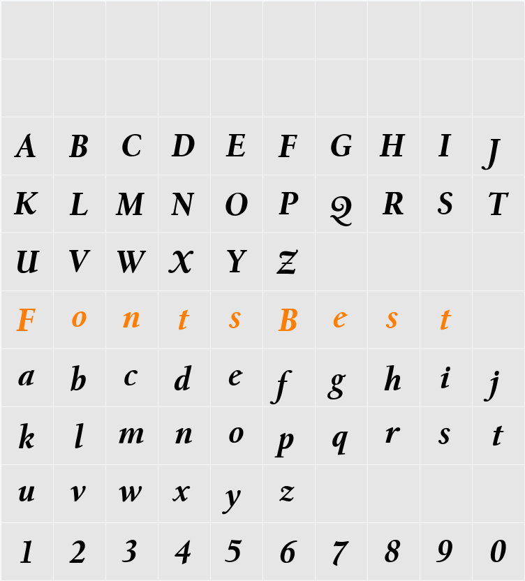 CalifornianText Character Map