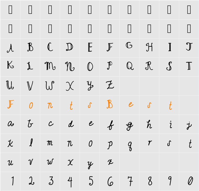 CuteWriting Character Map