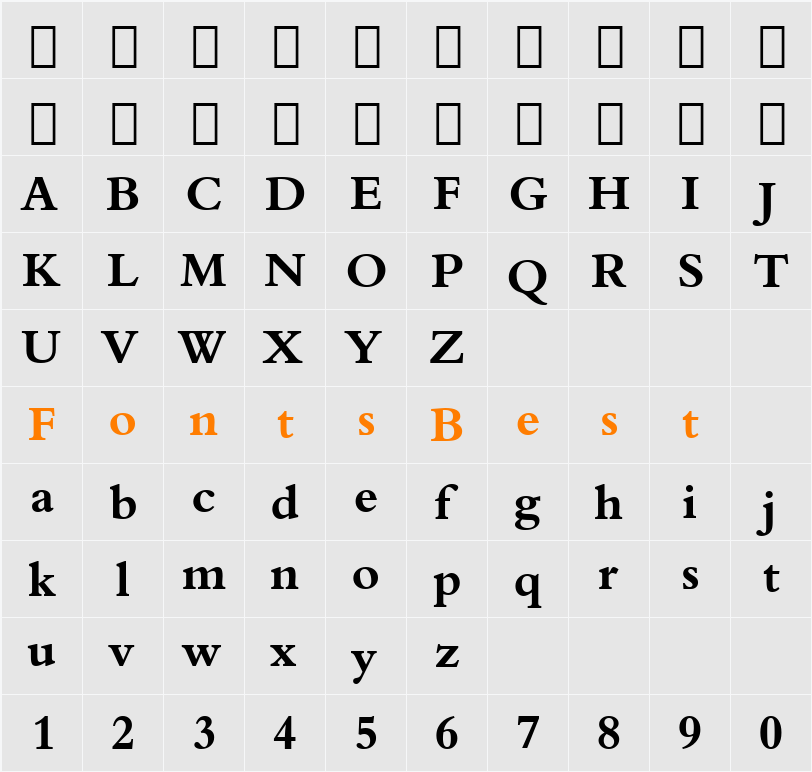 Aldine401 BT Character Map