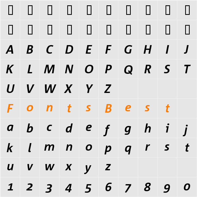 Corpid Character Map