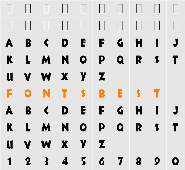 Indy-Condensed Character Map