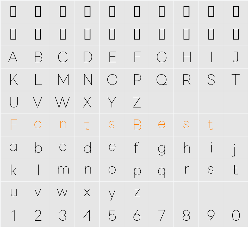 LINE Seed Sans Thin Character Map