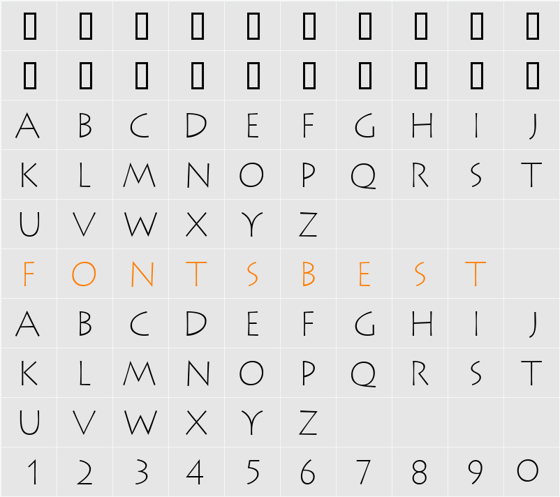 AustereLightCapsSSK Character Map