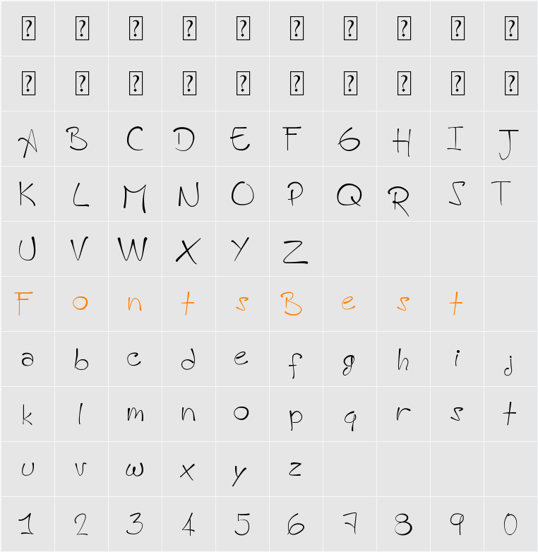 A HandMade Font Character Map