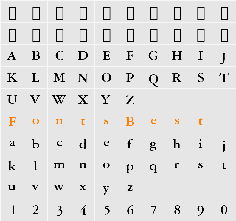 AmeriGarmnd BT Character Map