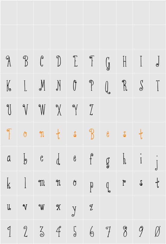 Austie Bost Serifina Character Map