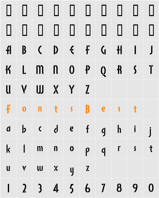MatthewsModernStencilNF Character Map