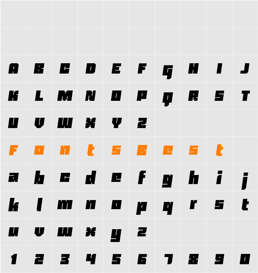 Blackentina 4F Character Map