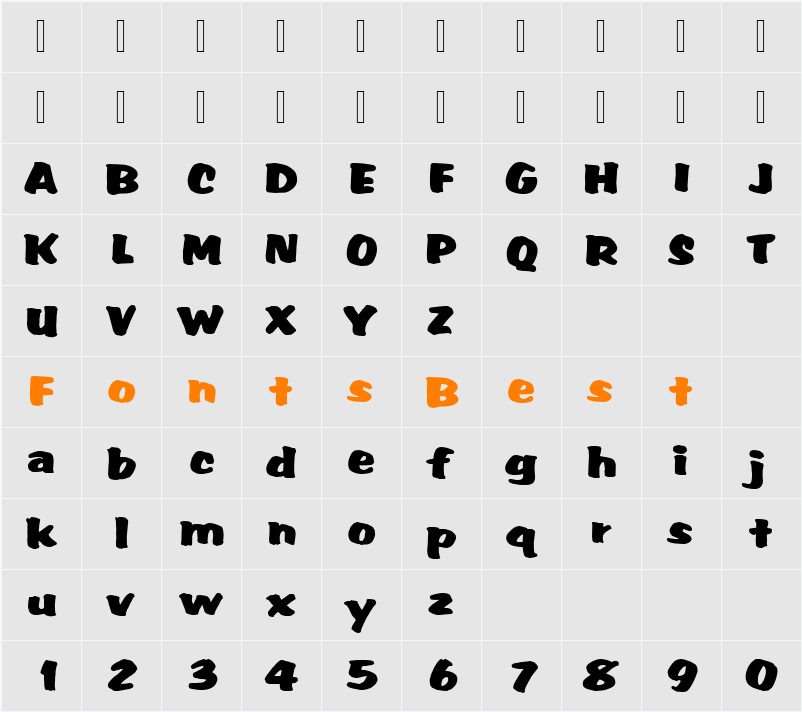 AccentURWTNor Character Map