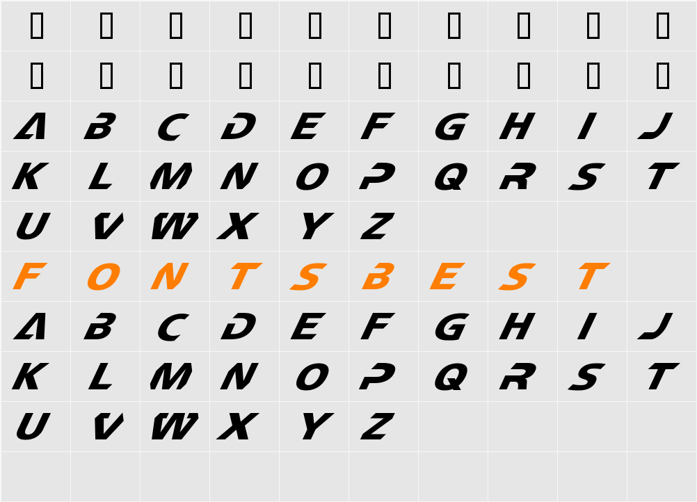 CF TechnoMania Character Map