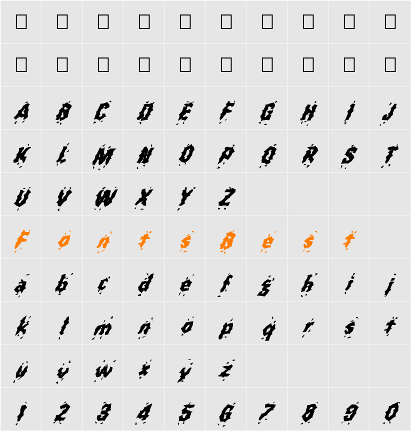 FZ WACKY 31 ITALIC Character Map