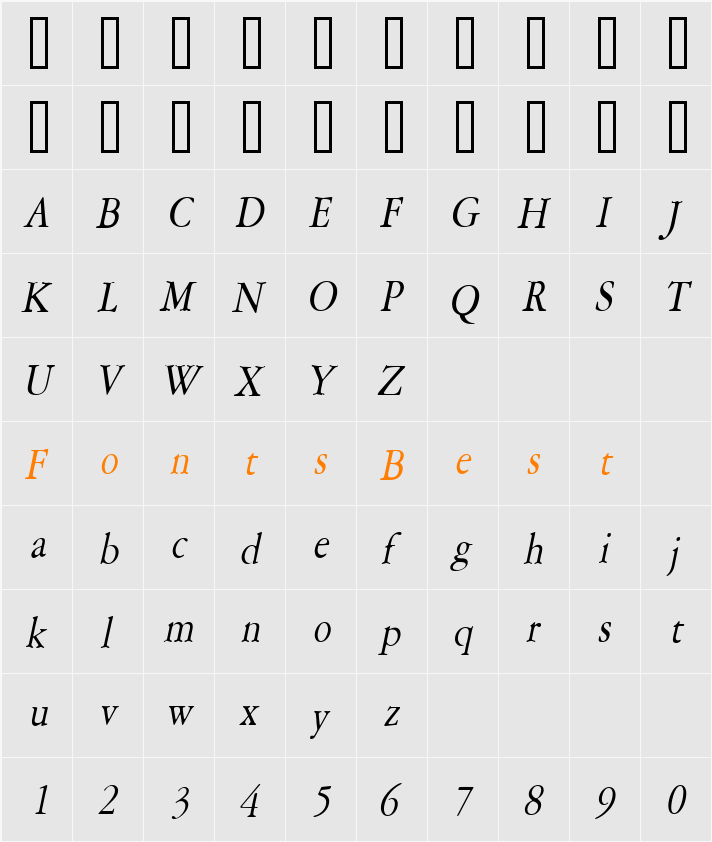 Amery Thin Character Map