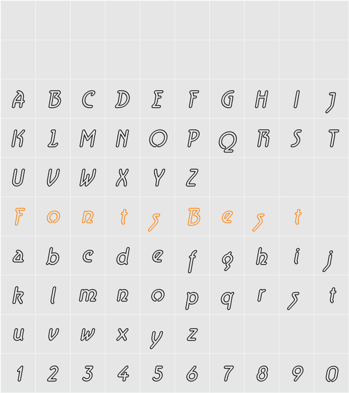 Aerolite Sky Italic Character Map