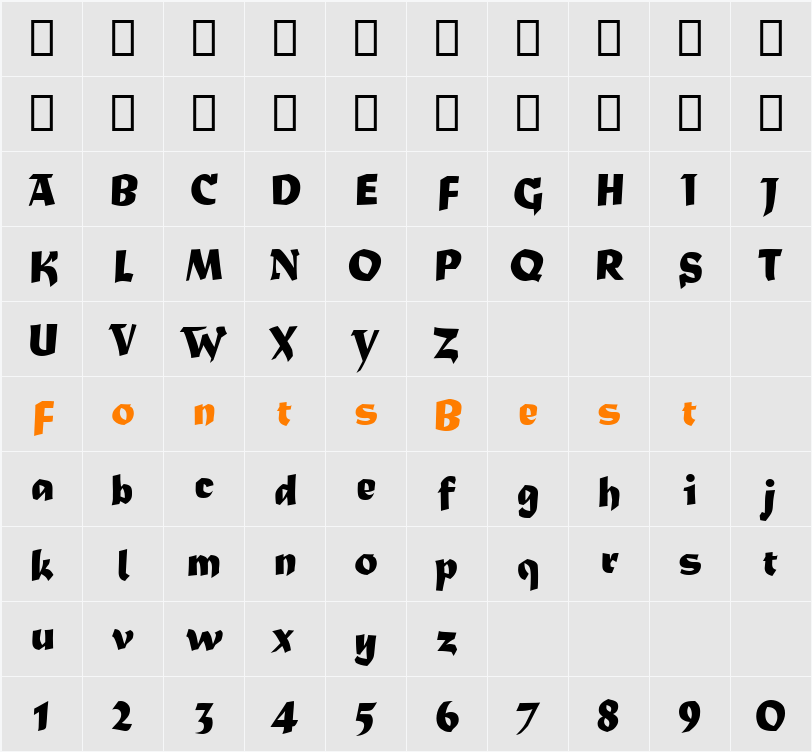 Matura MT Character Map