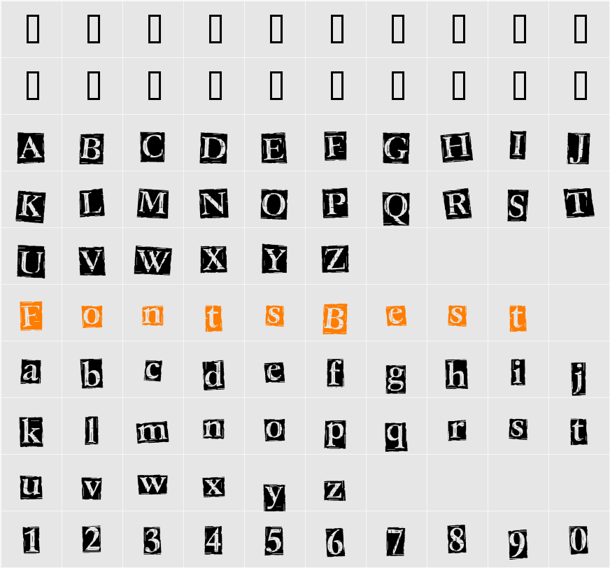 CK Scratchy Box Character Map