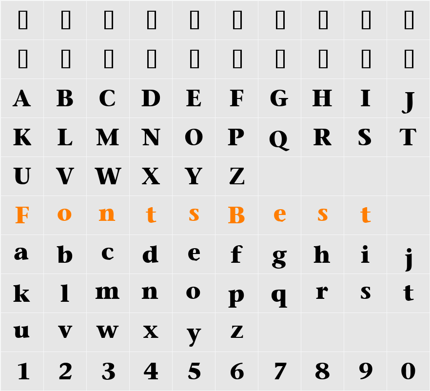 MesouranSerifBlackSSi Character Map