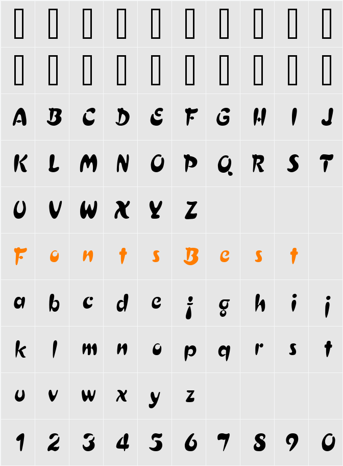 Crest Thin Heavy Character Map