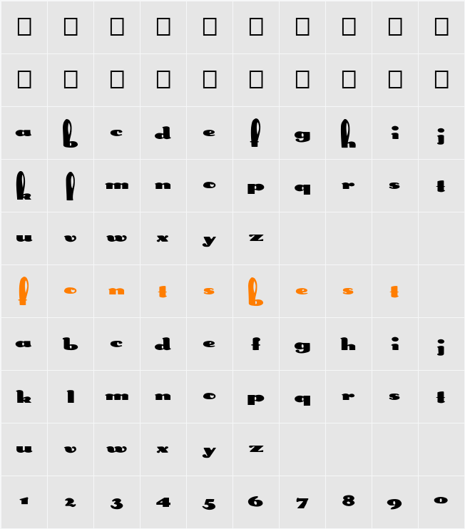 FZ UNIQUE 41 EX Character Map