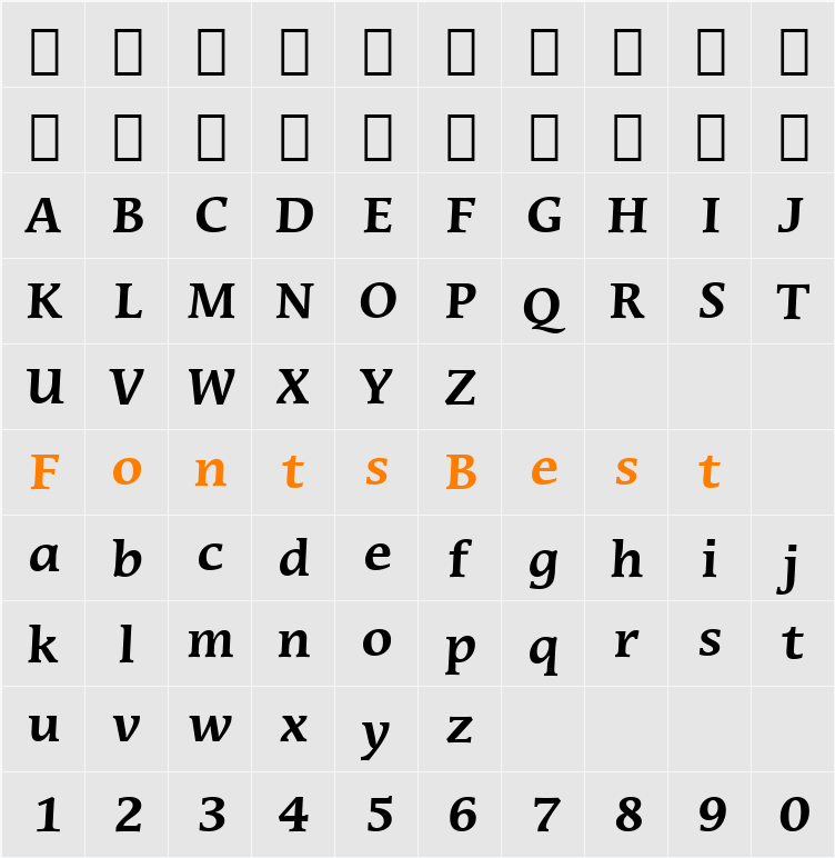 Mirarae BT Character Map