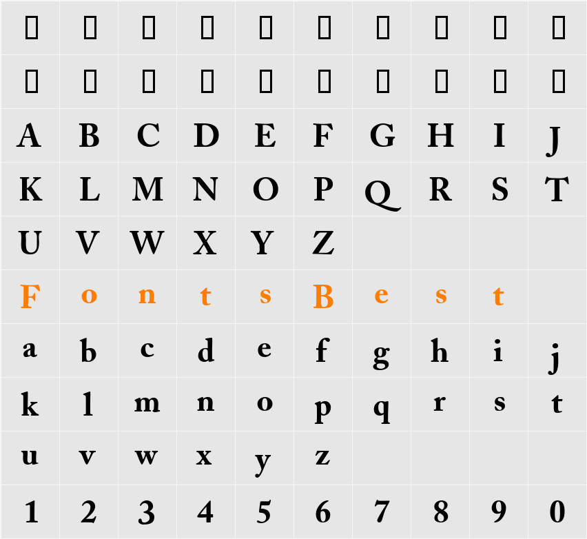 Carrola Character Map