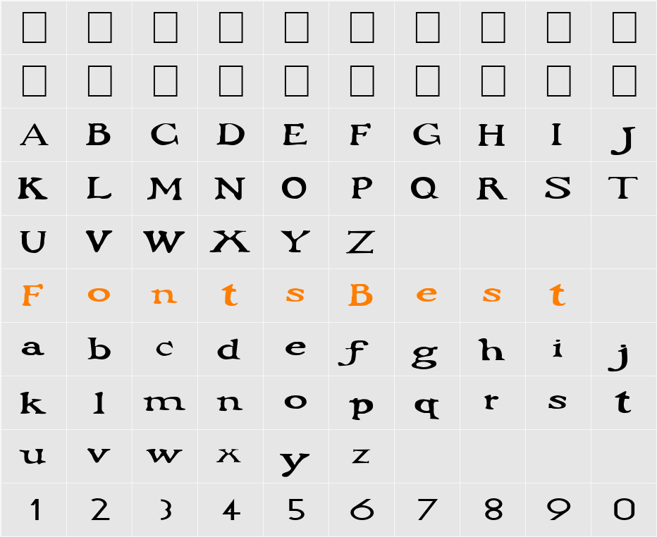 FZ JAZZY 48 EX Character Map