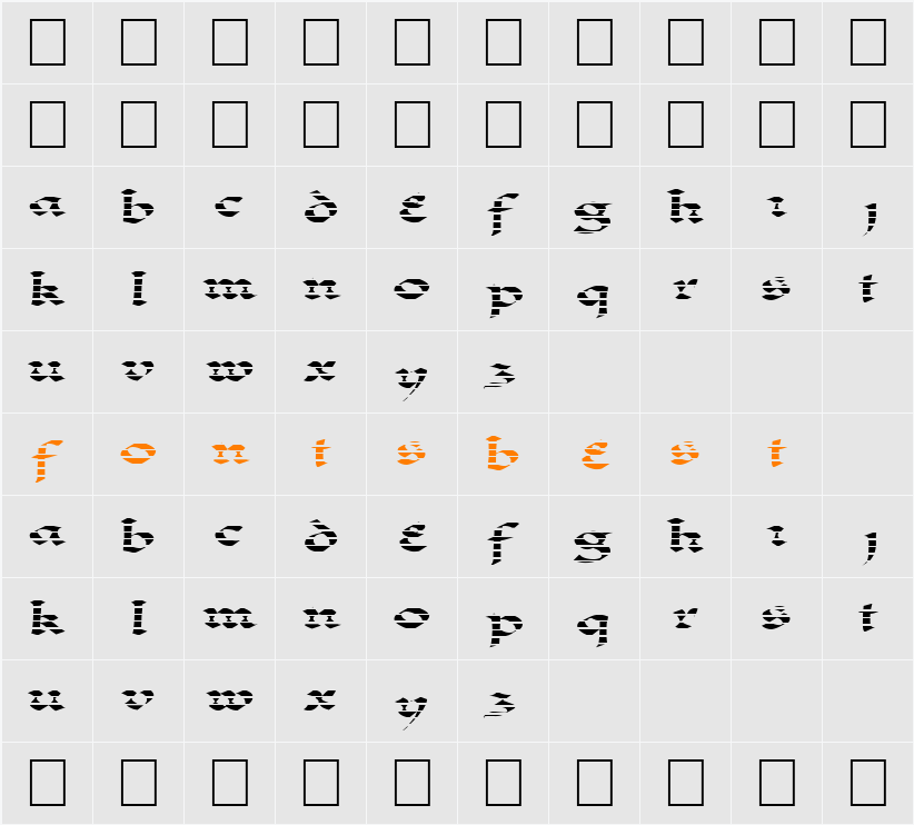 FZ JAZZY 33 STRIPED EX Character Map