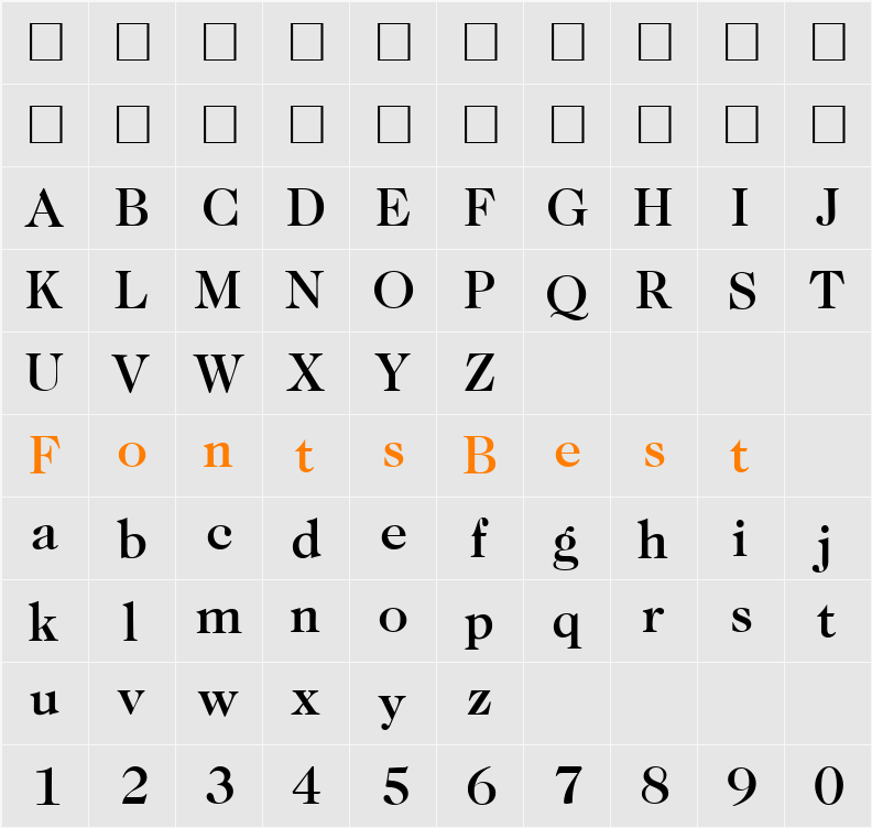 Caslon335Medium Character Map