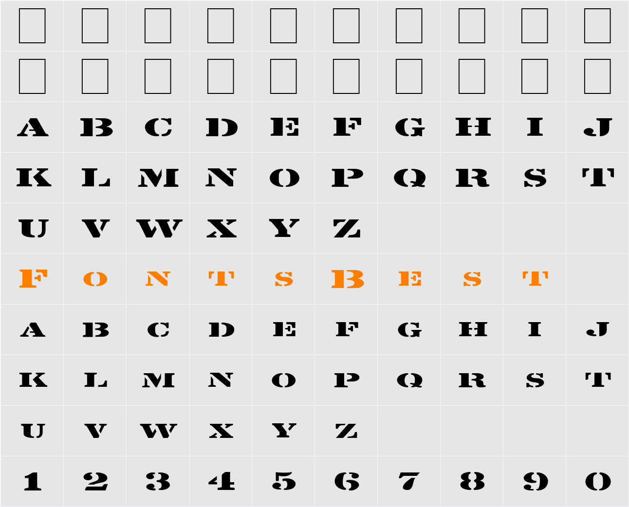 FZ UNIQUE 25 EX Character Map