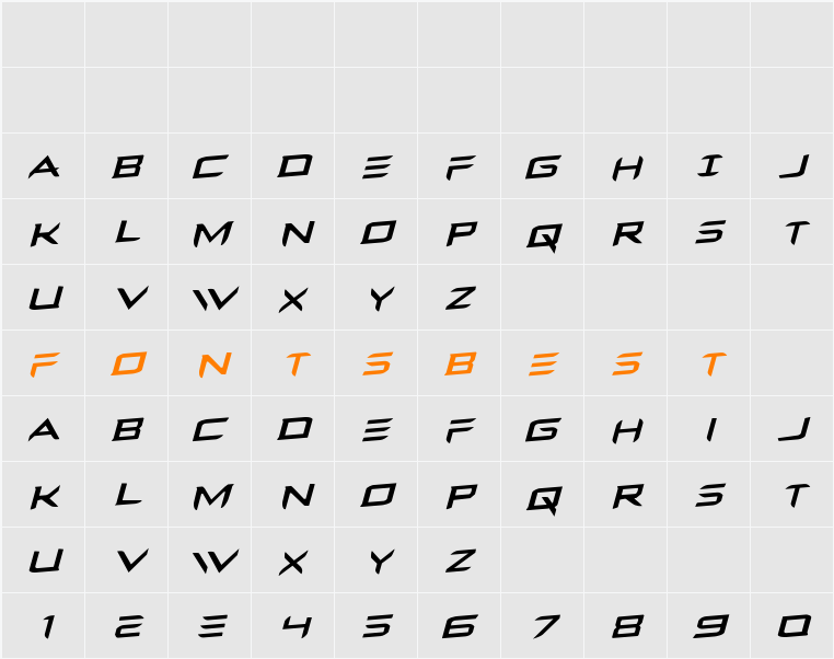 Ferret Face Rotalic Character Map