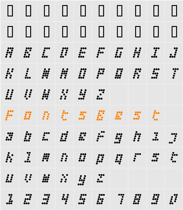 Fifteen Okay Slanted Character Map