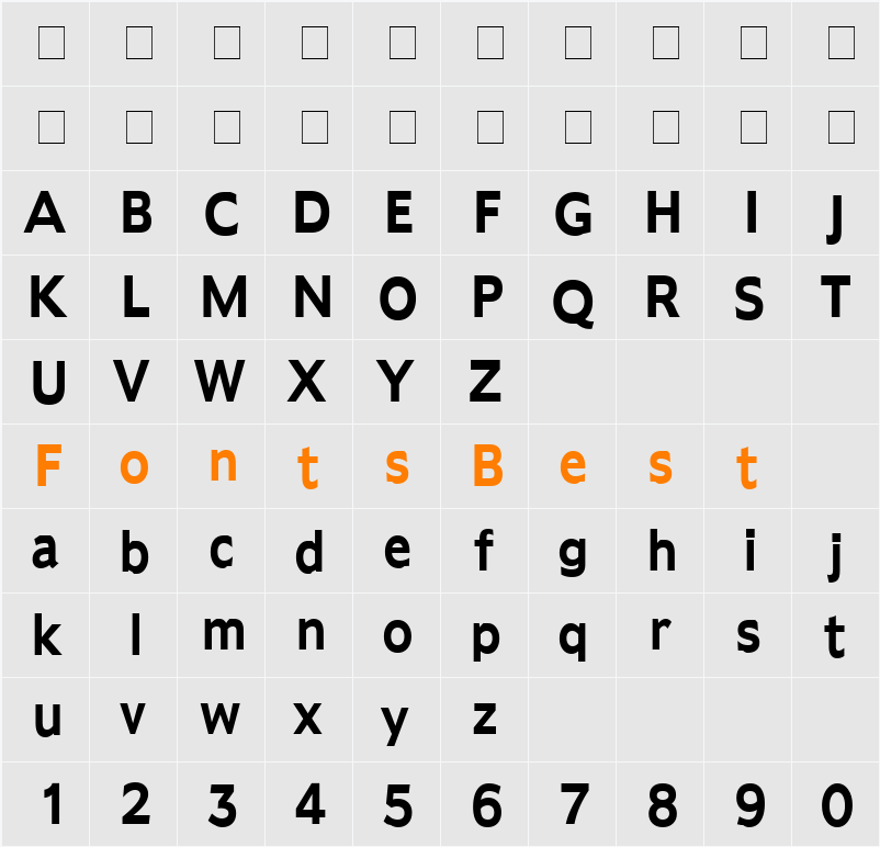 Adams Condensed Character Map