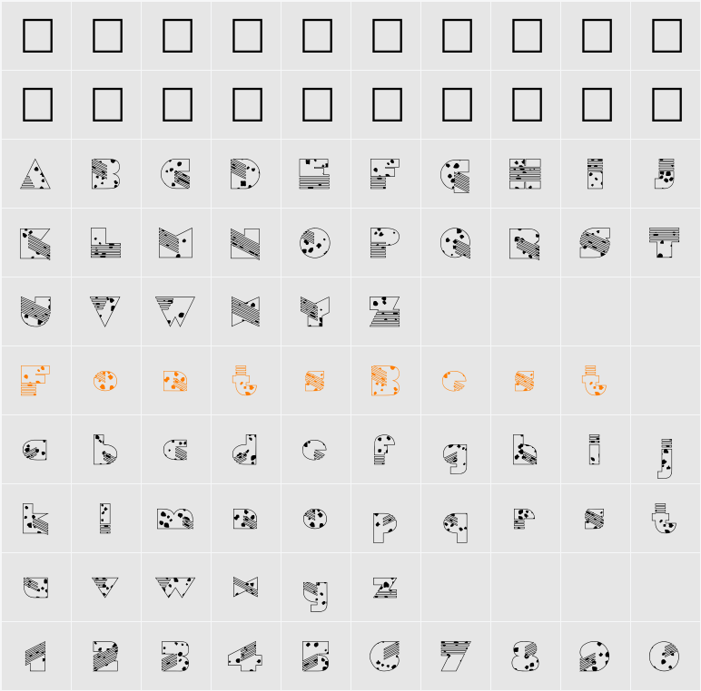 FZ UNIQUE 11 SPOTTED Character Map