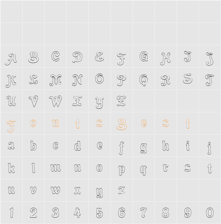 Cacao Fat Outline Character Map