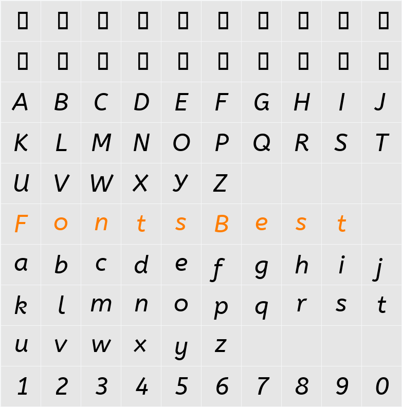 ABeeZee Character Map