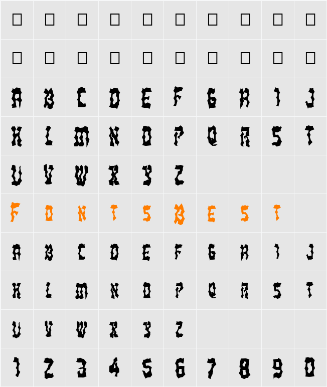 FZ WACKY 21 Character Map